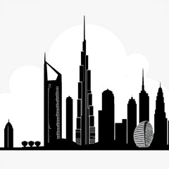 Obraz premium Colorful city skyline silhouette skyline silhouette 
