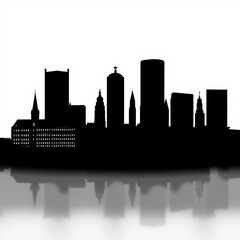 Obraz premium Minimalist abstract city skyline in the color of blue skyline silhouette 