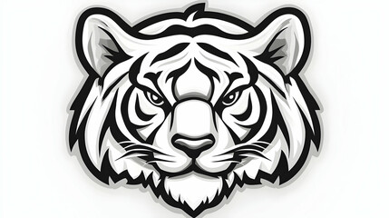 Obraz premium Majestic white tiger head, intense gaze, white background, ideal for logos or mascot