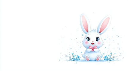 Obraz premium A minimalist icon of a cute rabbit, outlined in clean lines, with soft colors and a simple, charming design.