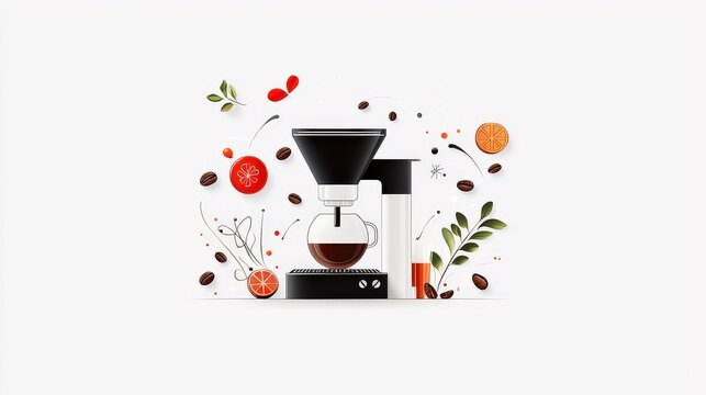 black coffee maker with coffee beans clip art preview