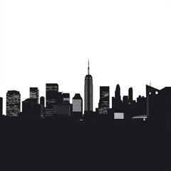 Fototapeta premium Silhouettes of businesspeople overlooking vibrant city skyline at sunset skyline silhouette 