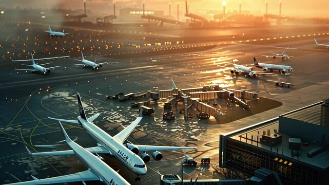 Aerial View of Airport Footage 4K