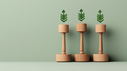 Wooden blocks stacked in the shape of evergreen trees represent the concept of financial growth stability and prosperity  This image symbolizes the objectives strategies