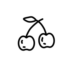 Cherry vector icon, minimalist line art. Fruit illustration, simple outline. Hand drawing, Juice