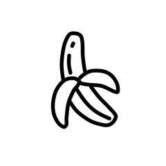 Banana vector icon, minimalist line art. Fruit illustration, simple outline. Hand drawing, Juice