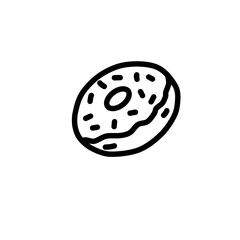 Doughnut vector icon, minimalist line art. Food illustration, simple outline, hand drawing