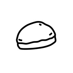 Coffee bun vector icon, minimalist line art. Food illustration, simple outline, hand drawing