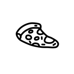 Pizza with vector icon, minimalist line art. Food illustration, simple outline, hand drawing