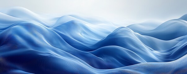 Obraz premium A minimalist wavy design in cool blue shades, creating a calm and soothing atmosphere.