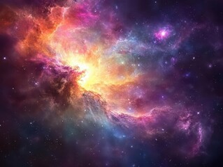 ethereal watercolor nebula background with swirling galaxies, cosmic dust clouds in deep purples and teals, delicate gradients merging into celestial patterns