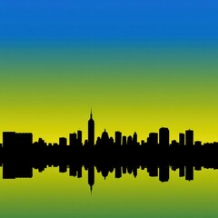 Obraz premium Night city skyline with moon skyline silhouette 