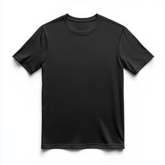 Black T-Shirt Isolated on Pure White Background for E-commerce Display