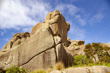 "Prateleiras" rock formation in Itatiaia National Park, sunny day.