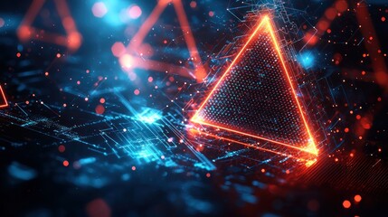 Glowing Pyramid Network Data Visualization