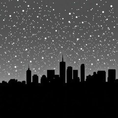 Night scene of after rain city in cyberpunk style futuristic nostalgic 80s 90s neon lights vibrant colors photorealistic horizontal illustration skyline silhouette 