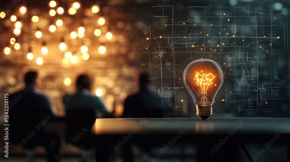 Poster bright idea concept with lightbulb and creative background for inspiration