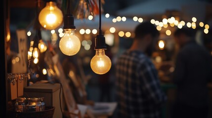 Power outages at a craft fair. Featuring artisans showcasing work with battery-powered lights