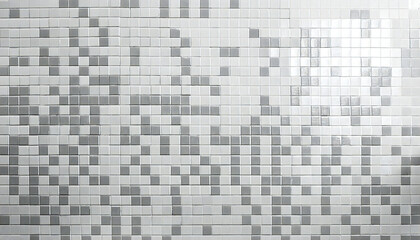 Abstract white mosaic tile wall texture background.Tile wall in kitchen,bathroom,toilet or living room.