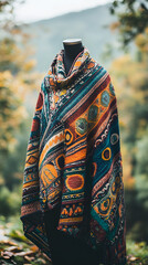 Elegant and Functional Poncho: A Blend of Cultural Richness and Style in Vibrant Colors
