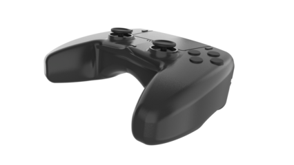 Black gamer joystick controller isolated on transparent background PNG