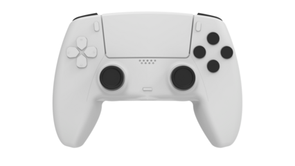 White gamer joystick controller isolated on transparent background PNG