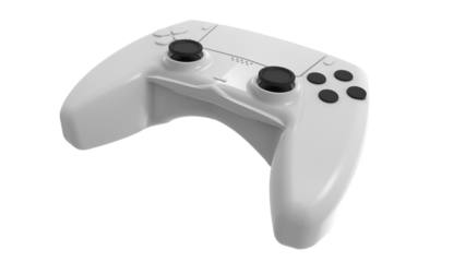 White gamer joystick controller isolated on transparent background PNG