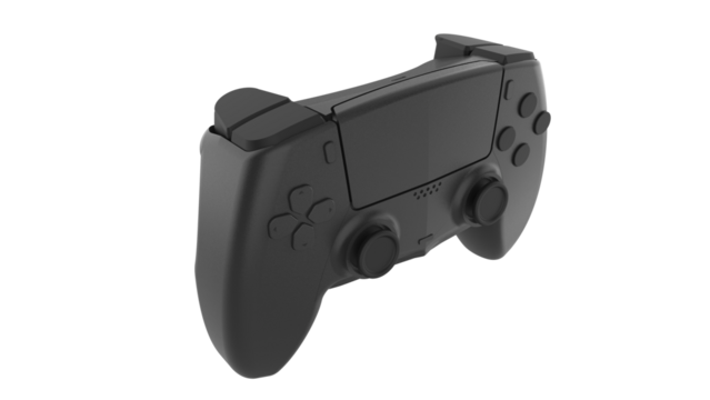 Black gamer joystick controller isolated on transparent background PNG