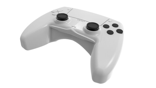 White gamer joystick controller isolated on transparent background PNG