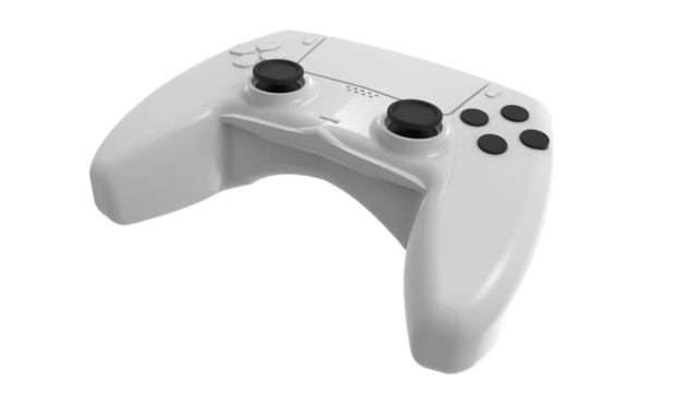 White gamer joystick controller isolated on transparent background PNG