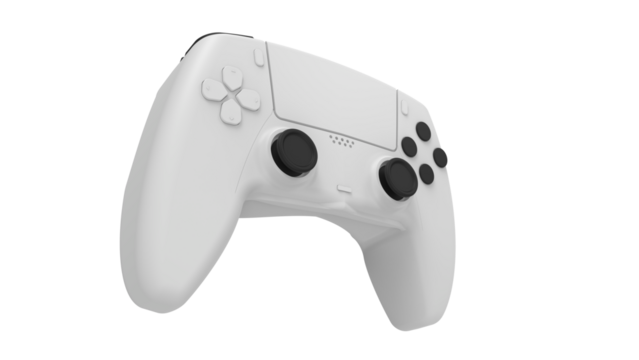 White gamer joystick controller isolated on transparent background PNG
