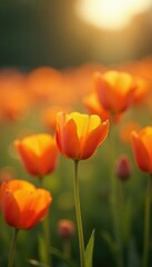 Obraz premium Butea monosperma in a field of flowers with warm sunlight, field, butea