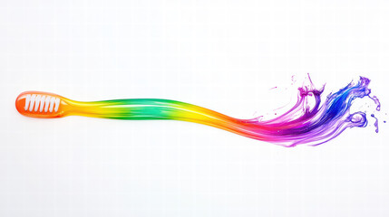 colorful toothbrush with vibrant rainbow design creates playful and cheerful atmosphere, perfect for promoting dental hygiene