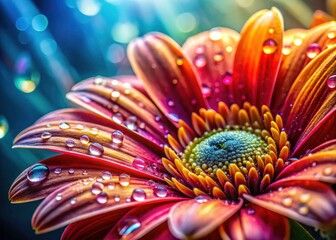 Guls: Exquisite floral macro photography showcases vibrant petal details and sparkling dew drops.