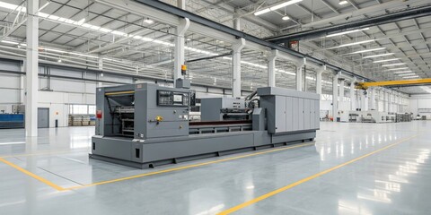 Obraz premium Industrial gray machinery on a factory floor, machinery, manufacturing, technology