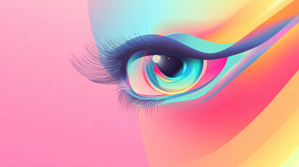 vibrant eye with unique contact lens design showcases colorful hues and intricate details, creating mesmerizing visual effect. blend of colors evokes sense of wonder and creativity