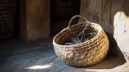 Fototapeta premium Sunlit Rustic Woven Basket