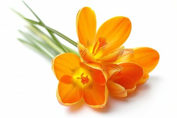 Obraz premium Orange Crocus Isolated on White Background. Beautiful Crocus Flower