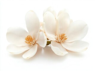 Obraz premium pure white magnolia blossom with delicate petals photographed in soft natural light against pure white background