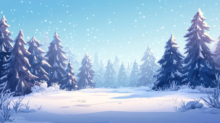 Winter Wonderland Snowy Forest Serene Landscape Illustration