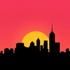 Fototapeta premium A silhouette of a person looking at the horizon in a realistic style - generative ai skyline silhouette 