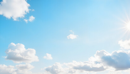 Obraz premium Vibrant sky with fluffy clouds under bright sunlight, Earth Day celebration