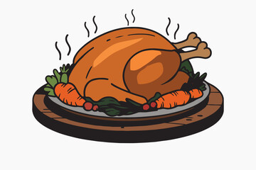 illustration of a chicken on a plate