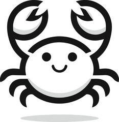 Simple crab logo on black and white background
