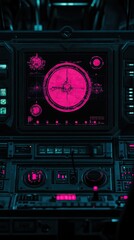 Fototapeta premium Futuristic Spaceship Control Panel Radar Display