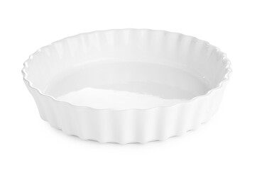 One ceramic casserole isolated on white. Cooking utensil