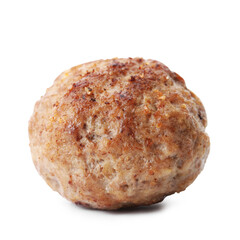 One tasty cooked meatball isolated on white