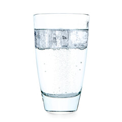 Glass of refreshing soda water isolated on white