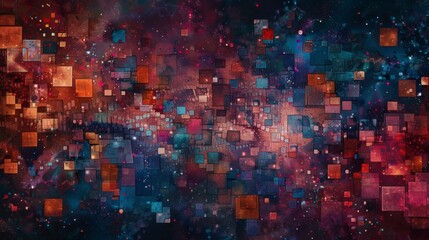 Abstract Colorful Digital Art with Geometric Shapes and Patterns