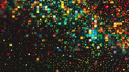 Vibrant Colorful Abstract Background with Light Dots and Squares